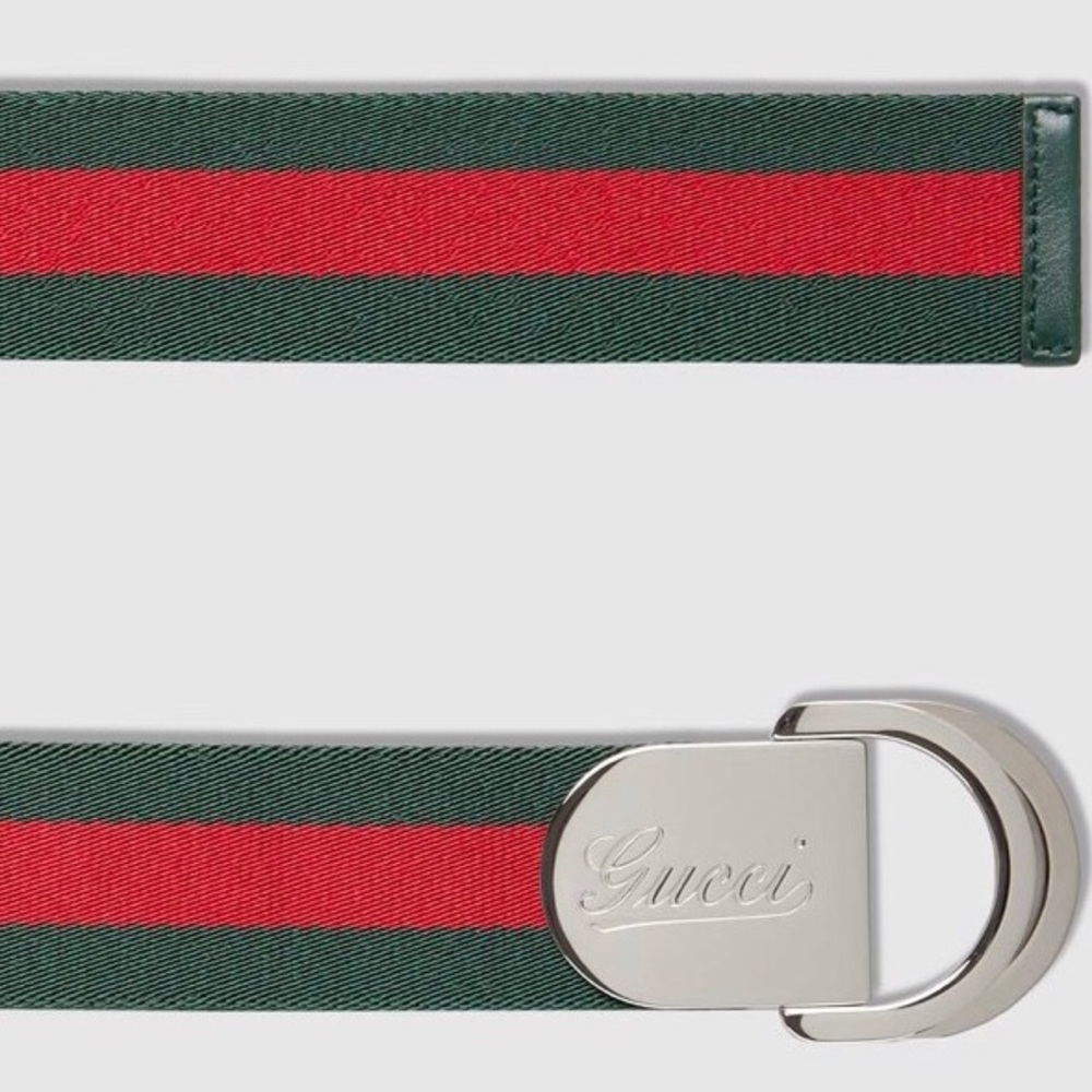 Gucci Signature Web Belt W/ Engraved Logo